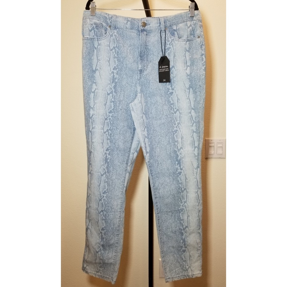 D Jeans High Rise Slim Straight Ankle Jeans Sz 14 Boho Retro Street Hippie NWT